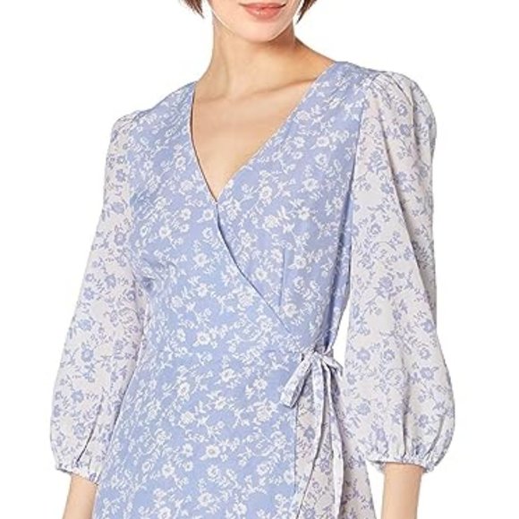 VINCE CAMUTO Printed Faux-Wrap Midi Dress - Picture 4 of 5